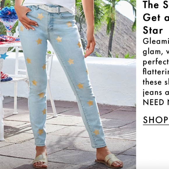 New Boston Proper S 27  Stars and Stripes Slim Ankle Jeans lightwash Blue - Picture 1 of 3